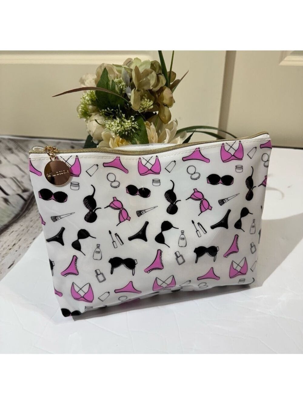 Wacoal White, Pink and Black Cosmetic Bag